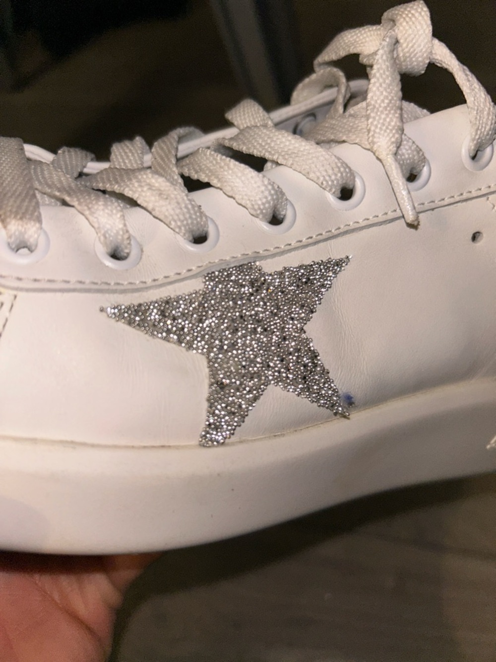 Women’s Purestar in white leather with silver Swarovski crystal star Size 41 - Picture 9 of 14